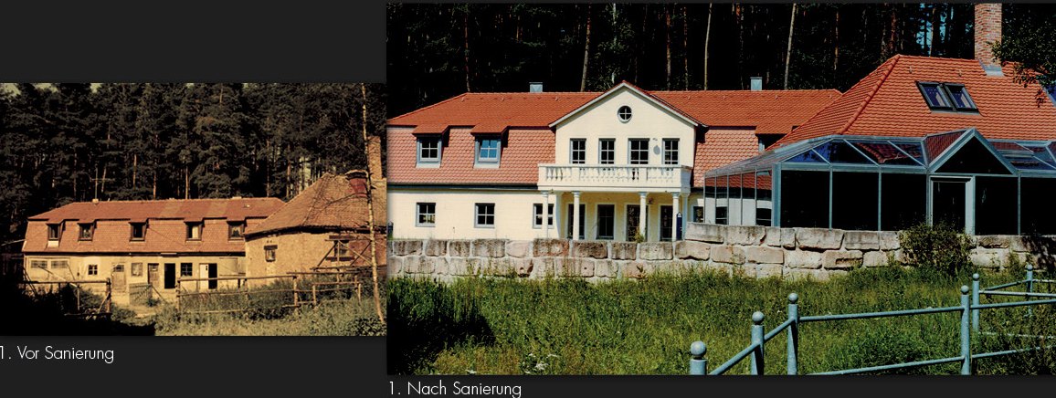 Mühlenanwesen Röthenbach vor und nach der Sanierung